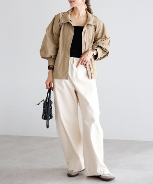 Bonjour Sagan（ボンジュールサガン）の「撥水スタンドネックマウンテンパーカー（マウンテンパーカー・レディース・ベージュ/ライトベージュ/カーキ・FREE）」の4枚目の写真