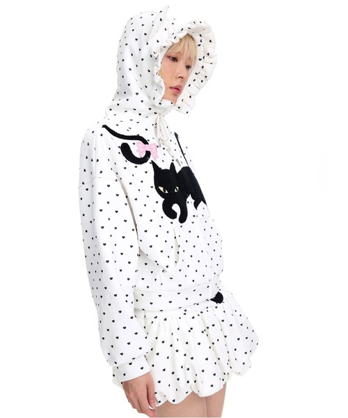 L.H.P(エルエイチピー)の「CFIERCE/フィアス/CAT POLKA DOT ZIPUP(パーカー・レディース・ホワイト/グレー・M/S)」の2枚目の写真