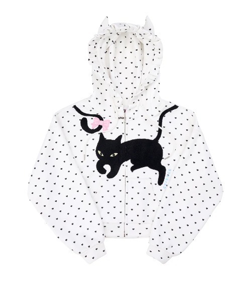 L.H.P(エルエイチピー)の「CFIERCE/フィアス/CAT POLKA DOT ZIPUP(パーカー・レディース・ホワイト/グレー・M/S)」の5枚目の写真