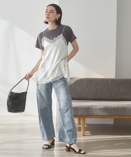 ANGIE（アンジー）の「サテンレースキャミソール（キャミソール・レディース・アイボリー/ブラック・FREE）」の3枚目の写真