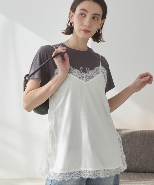 ANGIE（アンジー）の「サテンレースキャミソール（キャミソール・レディース・アイボリー/ブラック・FREE）」の9枚目の写真