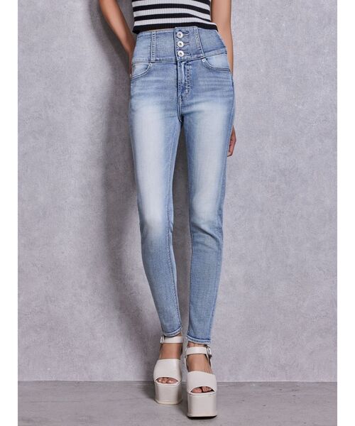 GYDA（ジェイダ）の「ハイウエストボタンBACKカーブクロスGYDA chainスキニーデニムパンツ（デニムパンツ・レディース・インディゴブルー/ライトブルー・MEDIUM/SMALL/X-SMALL）」の20枚目の写真