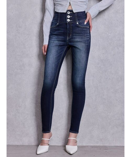 GYDA（ジェイダ）の「ハイウエストボタンBACKカーブクロスGYDA chainスキニーデニムパンツ（デニムパンツ・レディース・インディゴブルー/ライトブルー・MEDIUM/SMALL/X-SMALL）」の22枚目の写真