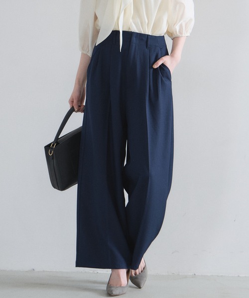 &. NOSTALGIA（アンドドットノスタルジア）の「タックワイドパンツ（セットアップ）（その他パンツ・レディース・ネイビー/グレー・M）」の2枚目の写真