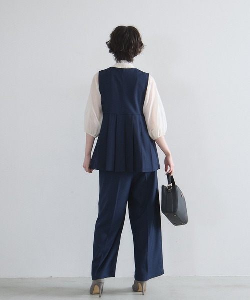 &. NOSTALGIA（アンドドットノスタルジア）の「タックワイドパンツ（セットアップ）（その他パンツ・レディース・ネイビー/グレー・M）」の5枚目の写真