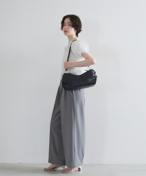&. NOSTALGIA（アンドドットノスタルジア）の「タックワイドパンツ（セットアップ）（その他パンツ・レディース・ネイビー/グレー・M）」の9枚目の写真