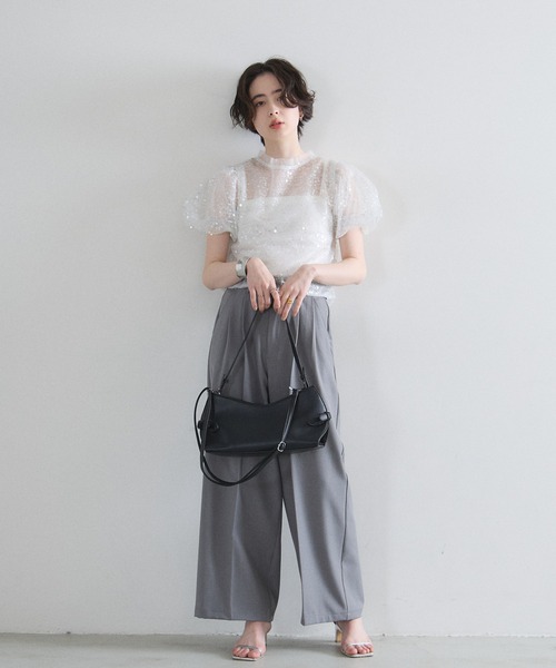 &. NOSTALGIA（アンドドットノスタルジア）の「タックワイドパンツ（セットアップ）（その他パンツ・レディース・ネイビー/グレー・M）」の10枚目の写真