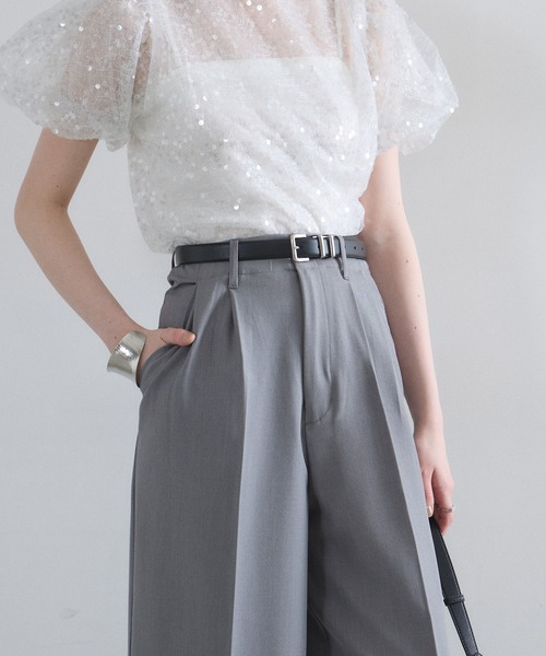 &. NOSTALGIA（アンドドットノスタルジア）の「タックワイドパンツ（セットアップ）（その他パンツ・レディース・ネイビー/グレー・M）」の13枚目の写真