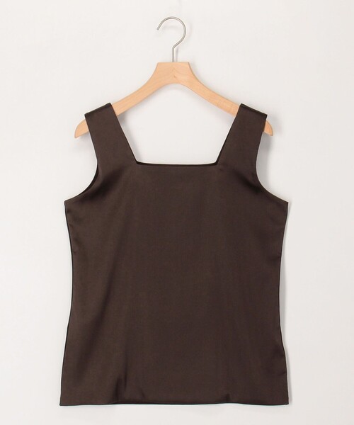 NOLLEY’S（ノーリーズ）の「スクエアネックサテンドッキングタンクトップ（Tシャツ/カットソー・レディース・チャコールグレー/ブラウン/キナリ/オフホワイト・38）」の4枚目の写真