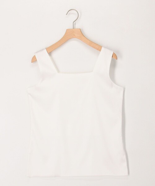 NOLLEY’S（ノーリーズ）の「スクエアネックサテンドッキングタンクトップ（Tシャツ/カットソー・レディース・チャコールグレー/ブラウン/キナリ/オフホワイト・38）」の2枚目の写真