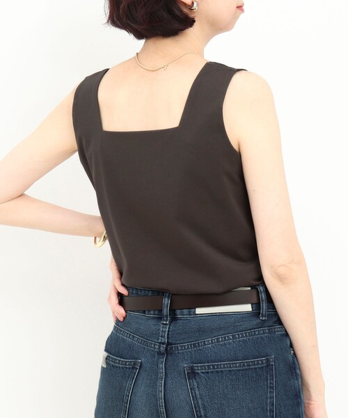 NOLLEY’S（ノーリーズ）の「スクエアネックサテンドッキングタンクトップ（Tシャツ/カットソー・レディース・チャコールグレー/ブラウン/キナリ/オフホワイト・38）」の18枚目の写真