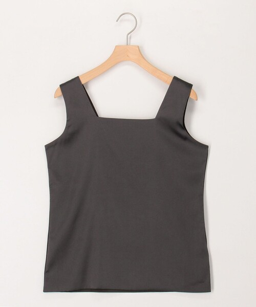 NOLLEY’S（ノーリーズ）の「スクエアネックサテンドッキングタンクトップ（Tシャツ/カットソー・レディース・チャコールグレー/ブラウン/キナリ/オフホワイト・38）」の7枚目の写真