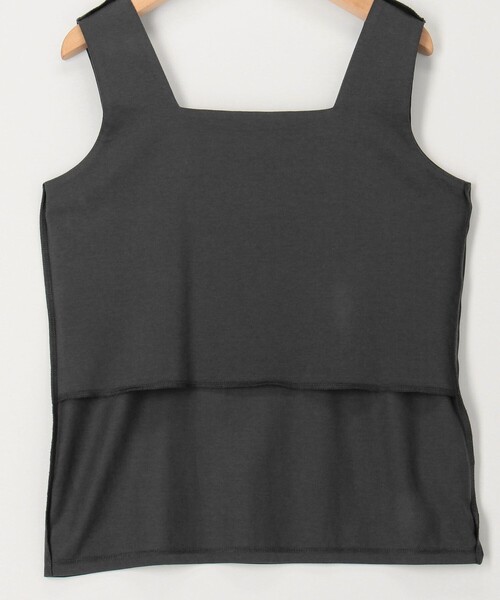 NOLLEY’S（ノーリーズ）の「スクエアネックサテンドッキングタンクトップ（Tシャツ/カットソー・レディース・チャコールグレー/ブラウン/キナリ/オフホワイト・38）」の14枚目の写真