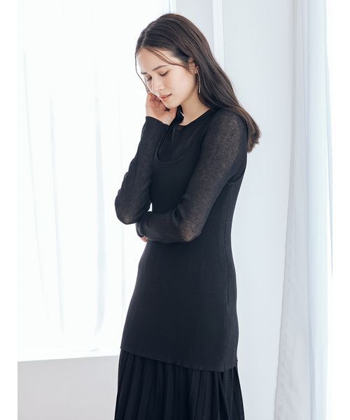 Mila Owen(ミラオーウェン)の「シアーニットワンピース(ワンピース・レディース・ブラック/ホワイト/ブルー・0/1)」の13枚目の写真
