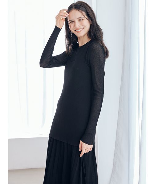 Mila Owen(ミラオーウェン)の「シアーニットワンピース(ワンピース・レディース・ブラック/ホワイト/ブルー・0/1)」の14枚目の写真