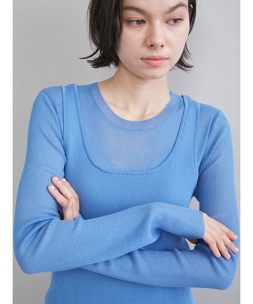 Mila Owen(ミラオーウェン)の「シアーニットワンピース(ワンピース・レディース・ブラック/ホワイト/ブルー・0/1)」の21枚目の写真