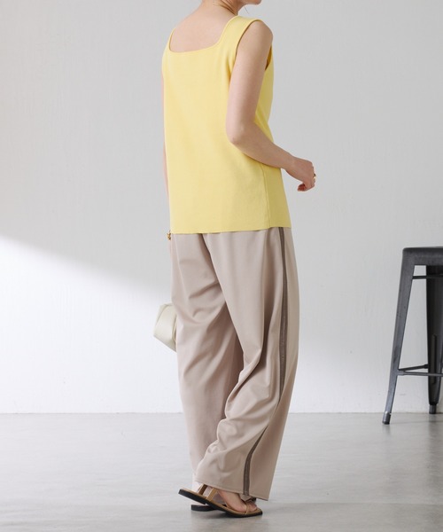 COLLAGE GALLARDAGALANTE（コラージュガリャルダガランテ）の「ドライコットンノースリニット/セットアップ可/アンサンブル可（ニット/セーター・レディース・チャコールグレー/レモンイエロー/ホワイト・FREE）」の20枚目の写真