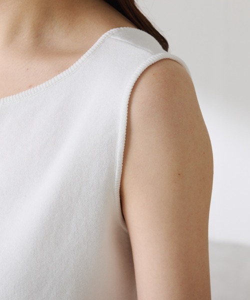 COLLAGE GALLARDAGALANTE（コラージュガリャルダガランテ）の「ドライコットンノースリニット/セットアップ可/アンサンブル可（ニット/セーター・レディース・チャコールグレー/レモンイエロー/ホワイト・FREE）」の18枚目の写真