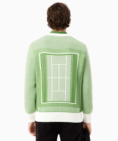 LACOSTE（ラコステ）の「テニスコートモチーフ ジャカードニットセーター（ニット/セーター・メンズ・グリーン・4/3/2/5）」の9枚目の写真