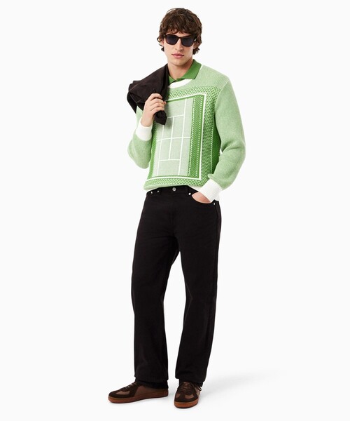 LACOSTE（ラコステ）の「テニスコートモチーフ ジャカードニットセーター（ニット/セーター・メンズ・グリーン・4/3/2/5）」の11枚目の写真