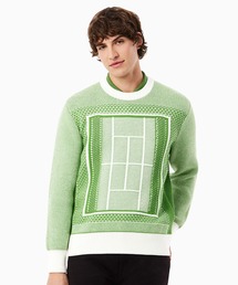 LACOSTE | テニスコートモチーフ ジャカードニットセーター(ニット/セーター)