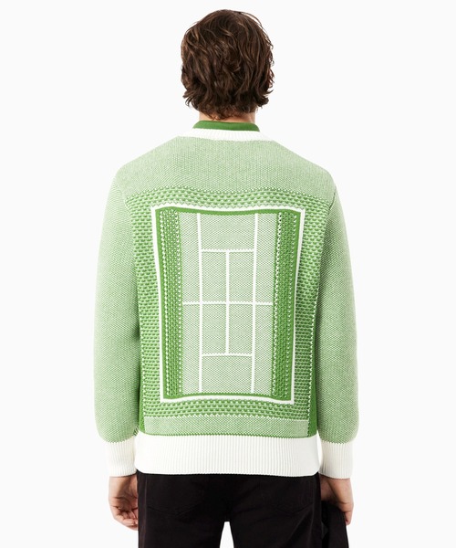 LACOSTE（ラコステ）の「テニスコートモチーフ ジャカードニットセーター（ニット/セーター・メンズ・グリーン・4/3/2/5）」の2枚目の写真