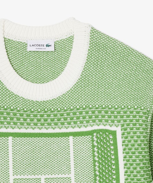 LACOSTE（ラコステ）の「テニスコートモチーフ ジャカードニットセーター（ニット/セーター・メンズ・グリーン・4/3/2/5）」の6枚目の写真