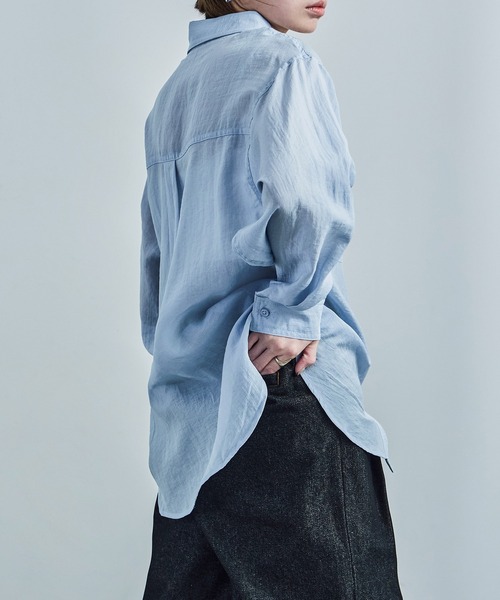 Fashion Letter（ファッションレター）の「オーバーサイズ シアーシャツ（シャツ/ブラウス・レディース・ブラック/サックスブルー/オフホワイト・M/L）」の9枚目の写真