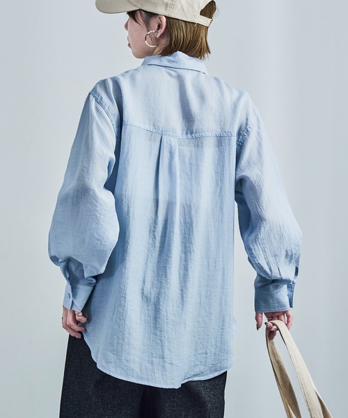 Fashion Letter（ファッションレター）の「オーバーサイズ シアーシャツ（シャツ/ブラウス・レディース・ブラック/サックスブルー/オフホワイト・M/L）」の11枚目の写真