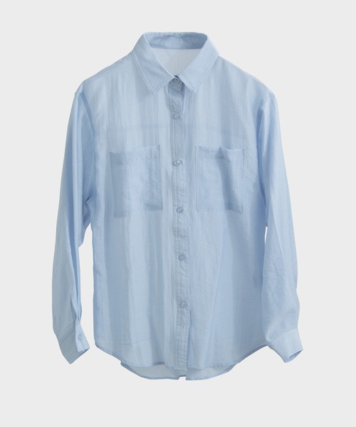 Fashion Letter（ファッションレター）の「オーバーサイズ シアーシャツ（シャツ/ブラウス・レディース・ブラック/サックスブルー/オフホワイト・M/L）」の12枚目の写真