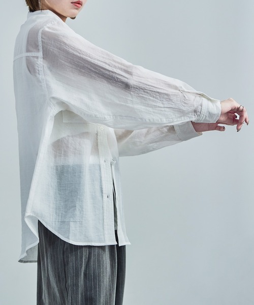 Fashion Letter（ファッションレター）の「オーバーサイズ シアーシャツ（シャツ/ブラウス・レディース・ブラック/サックスブルー/オフホワイト・M/L）」の20枚目の写真