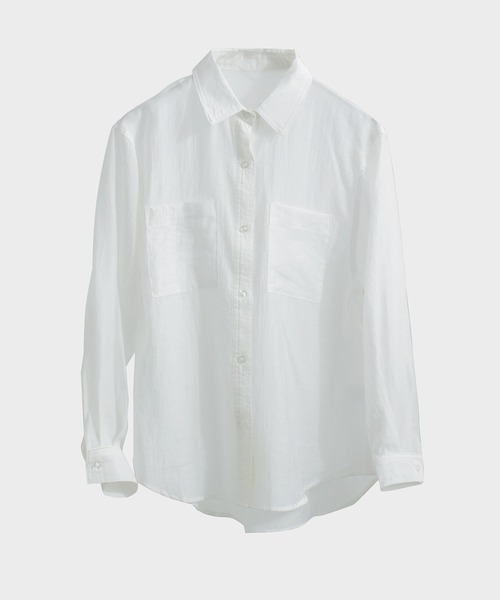 Fashion Letter（ファッションレター）の「オーバーサイズ シアーシャツ（シャツ/ブラウス・レディース・ブラック/サックスブルー/オフホワイト・M/L）」の21枚目の写真