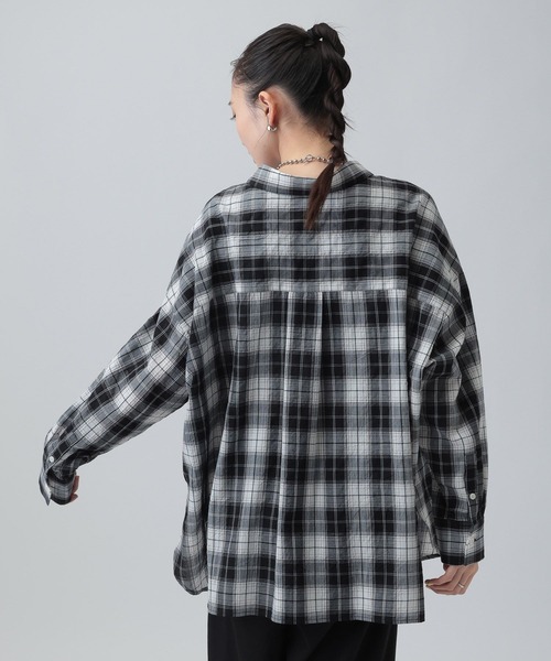 LEPSIM（レプシィム）の「ワッシャーチェック長袖シャツ　650685（シャツ/ブラウス・レディース・ブルー/ブラック/ライトピンク/ベージュ・FREE）」の7枚目の写真