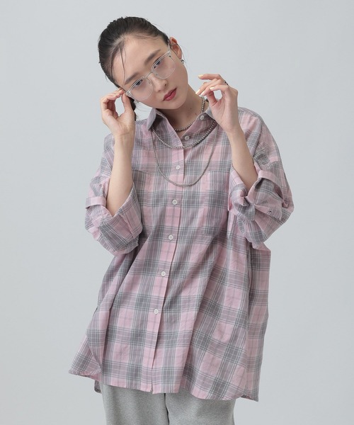 LEPSIM（レプシィム）の「ワッシャーチェック長袖シャツ　650685（シャツ/ブラウス・レディース・ブルー/ブラック/ライトピンク/ベージュ・FREE）」の11枚目の写真