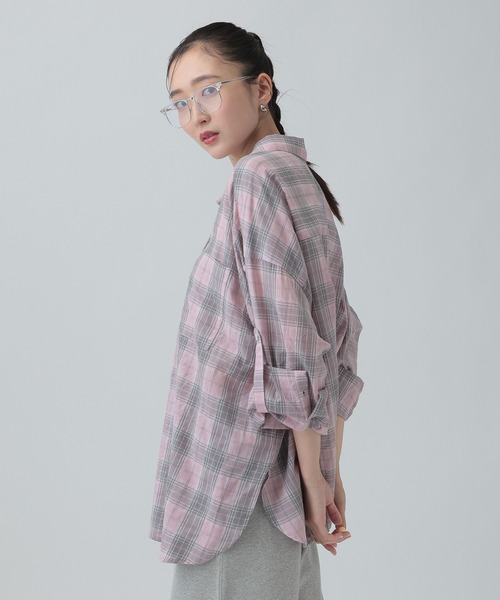 LEPSIM（レプシィム）の「ワッシャーチェック長袖シャツ　650685（シャツ/ブラウス・レディース・ブルー/ブラック/ライトピンク/ベージュ・FREE）」の13枚目の写真