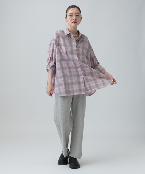 LEPSIM（レプシィム）の「ワッシャーチェック長袖シャツ　650685（シャツ/ブラウス・レディース・ブルー/ブラック/ライトピンク/ベージュ・FREE）」の14枚目の写真