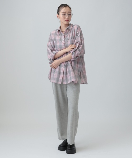 LEPSIM（レプシィム）の「ワッシャーチェック長袖シャツ　650685（シャツ/ブラウス・レディース・ブルー/ブラック/ライトピンク/ベージュ・FREE）」の15枚目の写真