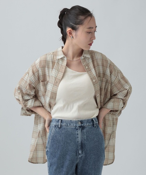 LEPSIM（レプシィム）の「ワッシャーチェック長袖シャツ　650685（シャツ/ブラウス・レディース・ブルー/ブラック/ライトピンク/ベージュ・FREE）」の18枚目の写真