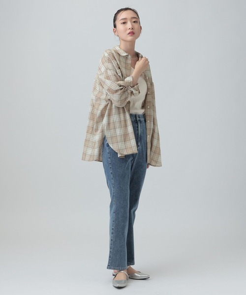 LEPSIM（レプシィム）の「ワッシャーチェック長袖シャツ　650685（シャツ/ブラウス・レディース・ブルー/ブラック/ライトピンク/ベージュ・FREE）」の21枚目の写真