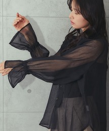 リネンライクシアーボウタイブラウス