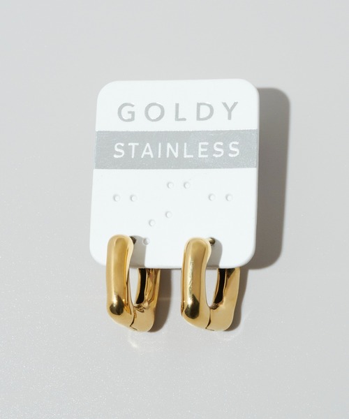 GOLDY(ゴールディ)の「【金属アレルギー軽減】プランプ スクエア フープ ワンタッチ ステンレス ピアス(ピアス(両耳用)・レディース・ゴールド/シルバー・FREE)」の12枚目の写真