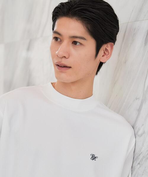 THE SHOP TK (ザ ショップ ティーケー )の「ビジネス兼用 カルゼモックネック長袖Tシャツ 洗濯機OK/毛玉になりにくい(Tシャツ/カットソー・メンズ・ブラック/オフホワイト・02/04/03)」の3枚目の写真