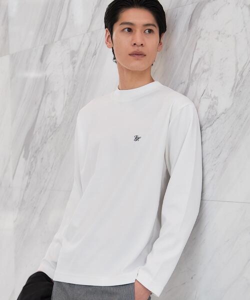 THE SHOP TK (ザ ショップ ティーケー )の「ビジネス兼用 カルゼモックネック長袖Tシャツ 洗濯機OK/毛玉になりにくい(Tシャツ/カットソー・メンズ・ブラック/オフホワイト・02/04/03)」の4枚目の写真