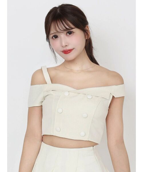 EATME（イートミー）の「テーラードカラーアシンメトリーブラウス（シャツ/ブラウス・レディース・ブルー/オフホワイト/ブラック・FREE）」の2枚目の写真