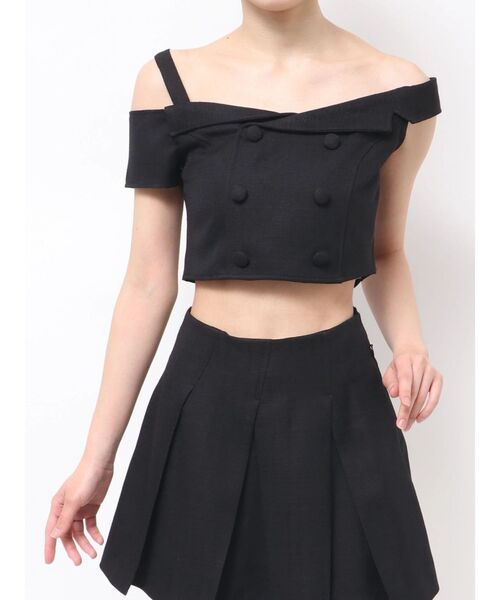 EATME（イートミー）の「テーラードカラーアシンメトリーブラウス（シャツ/ブラウス・レディース・ブルー/オフホワイト/ブラック・FREE）」の3枚目の写真