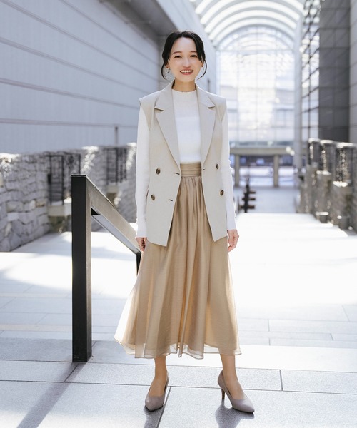 Sirin(シリン)の「エアリーギャザースカート【2サイズ展開】(スカート・レディース・ネイビー/ベージュ・SMALL/X-SMALL)」の3枚目の写真