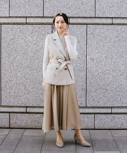 Sirin(シリン)の「エアリーギャザースカート【2サイズ展開】(スカート・レディース・ネイビー/ベージュ・SMALL/X-SMALL)」の5枚目の写真