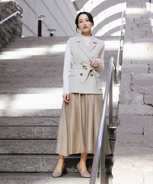 Sirin(シリン)の「エアリーギャザースカート【2サイズ展開】(スカート・レディース・ネイビー/ベージュ・SMALL/X-SMALL)」の9枚目の写真