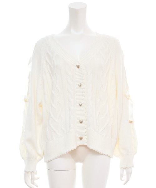 Secret Honey（シークレットハニー）の「肩レースアップミドルゲージニットカーディガン（ニット/セーター・レディース・オフホワイト/ブラック・FREE）」の12枚目の写真