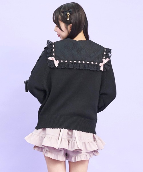 Secret Honey（シークレットハニー）の「肩レースアップミドルゲージニットカーディガン（ニット/セーター・レディース・オフホワイト/ブラック・FREE）」の11枚目の写真